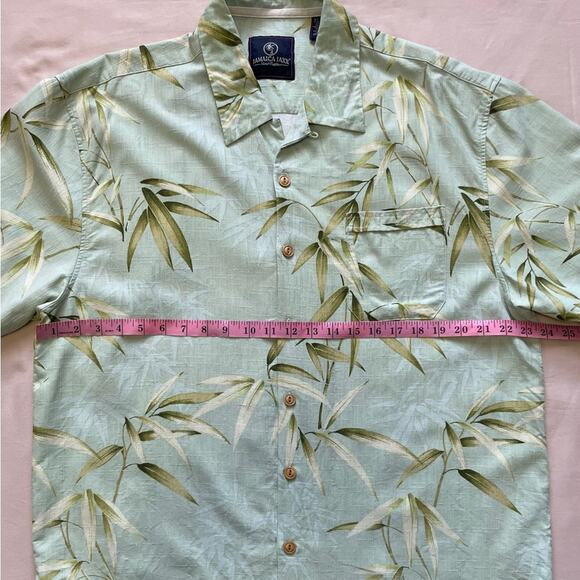 Jamaica Jaxx Island Outfitters Men’s  100% Silk Green Hawaiian Shirt Size XL - Picture 5 of 7